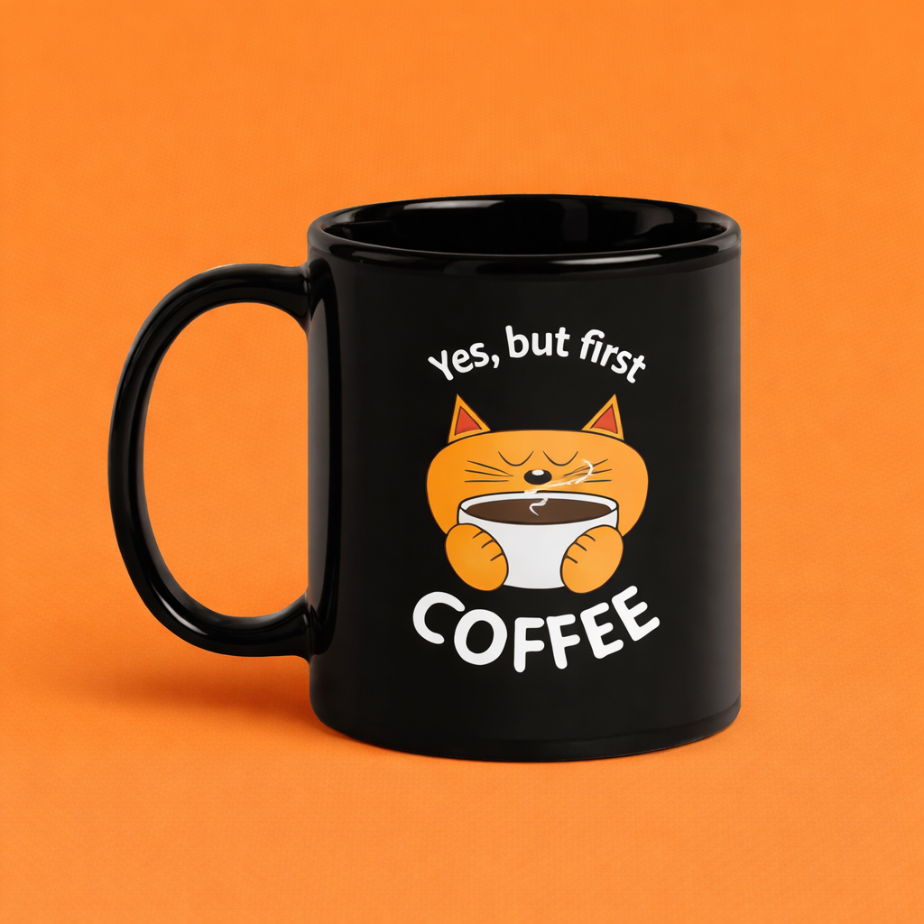 Cat on a Mug (Black)